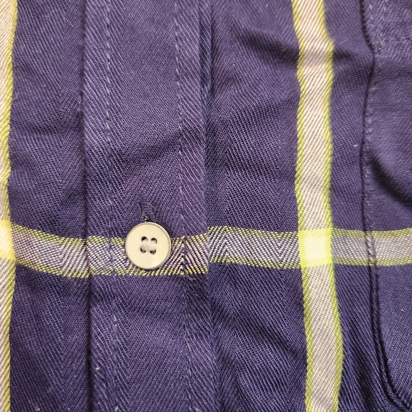 STYLUS Womens Button Down Blouse SOFT Navy Blue + Lime Green Size L - Picture 8 of 14